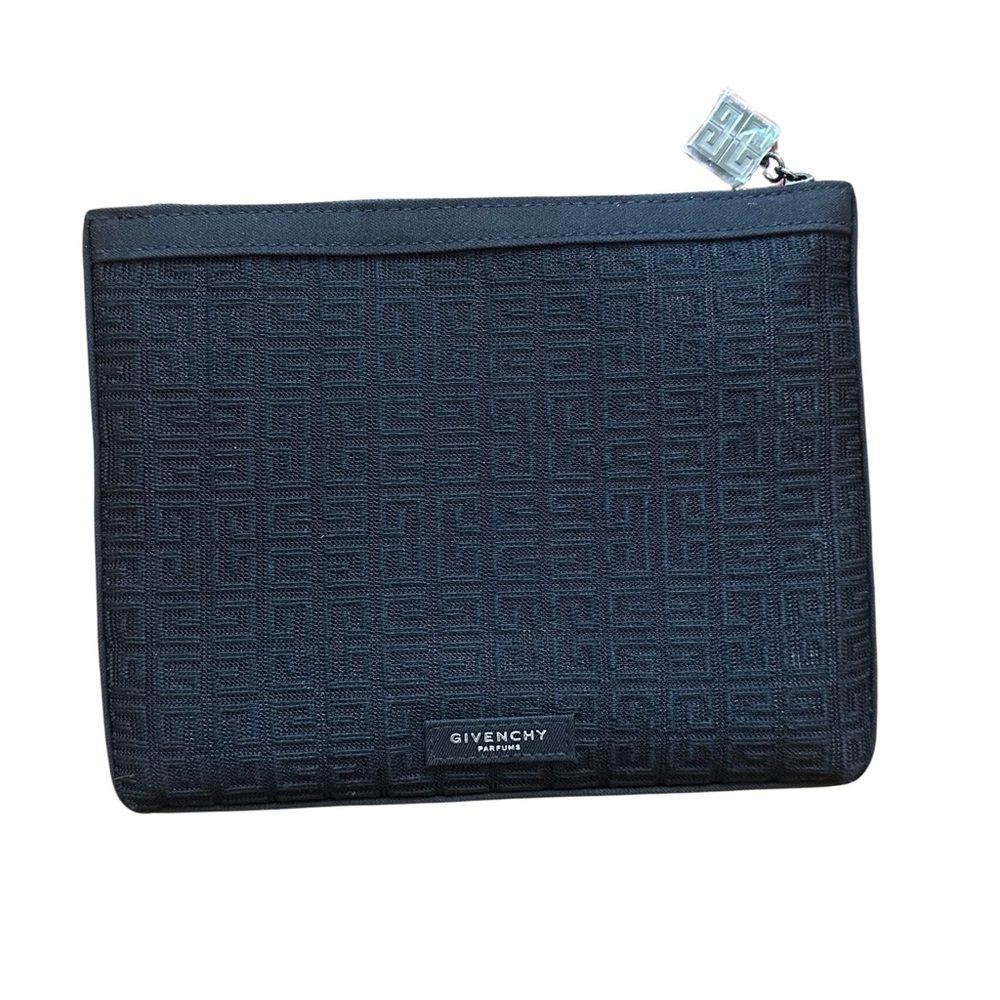Givenchy Parfums Black Mesh Zipper Pouch Makeup Toiletry Cosmetic Clutch Bag